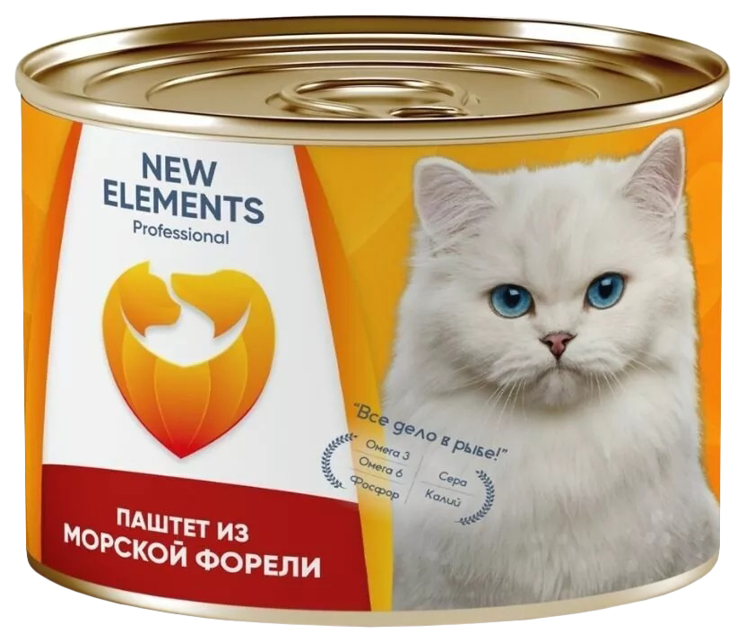 фото Консервы для кошек new elements паштет из морской форели беззерновой 240г