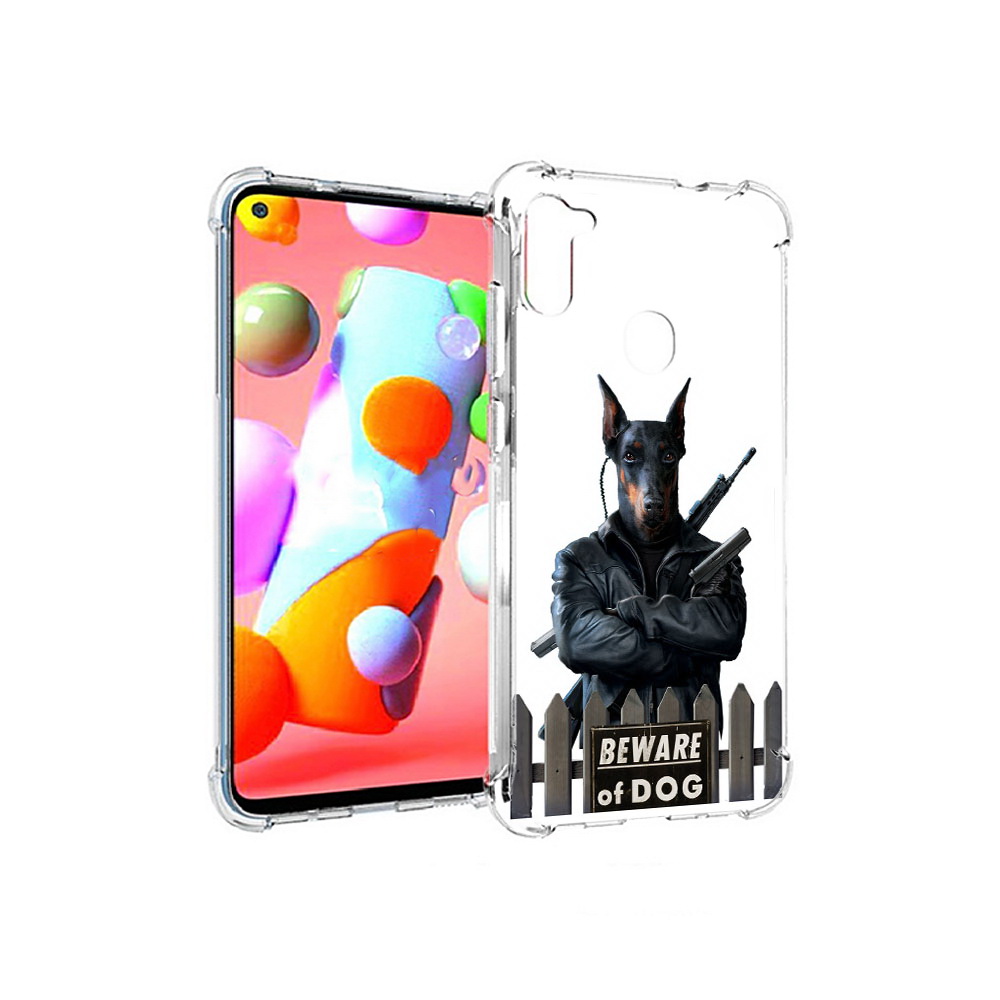 

Чехол MyPads Tocco для Samsung Galaxy A11 доберман (PT149913.480.332), Прозрачный, Tocco