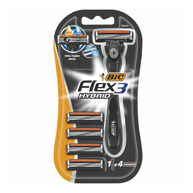 Бритвенный станок Bic Flex 3 Easy мужской с тройным лезвием и сменной кассетой 4 кассеты