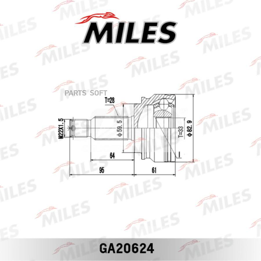 

Шрус Mitsubishi Lancer X/Asx/Outlander Xl Ii/Jeep 1.8-2.4 Нар. Miles арт. GA20624