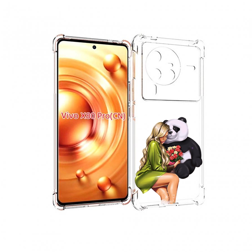 

Чехол MyPads Девушка-с-пандой-с-букетом женский для Vivo X80 Pro, Прозрачный, Tocco