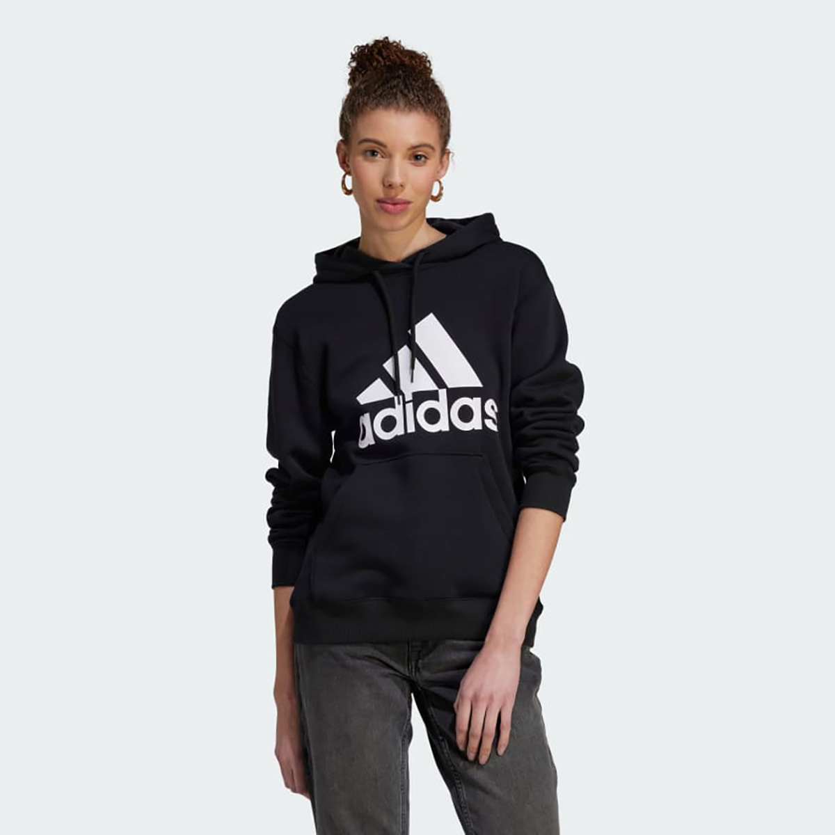 Худи женское Adidas Essentials Big Logo Regular Fleece Hoodie HZ2984 черное L Вьетнам черный