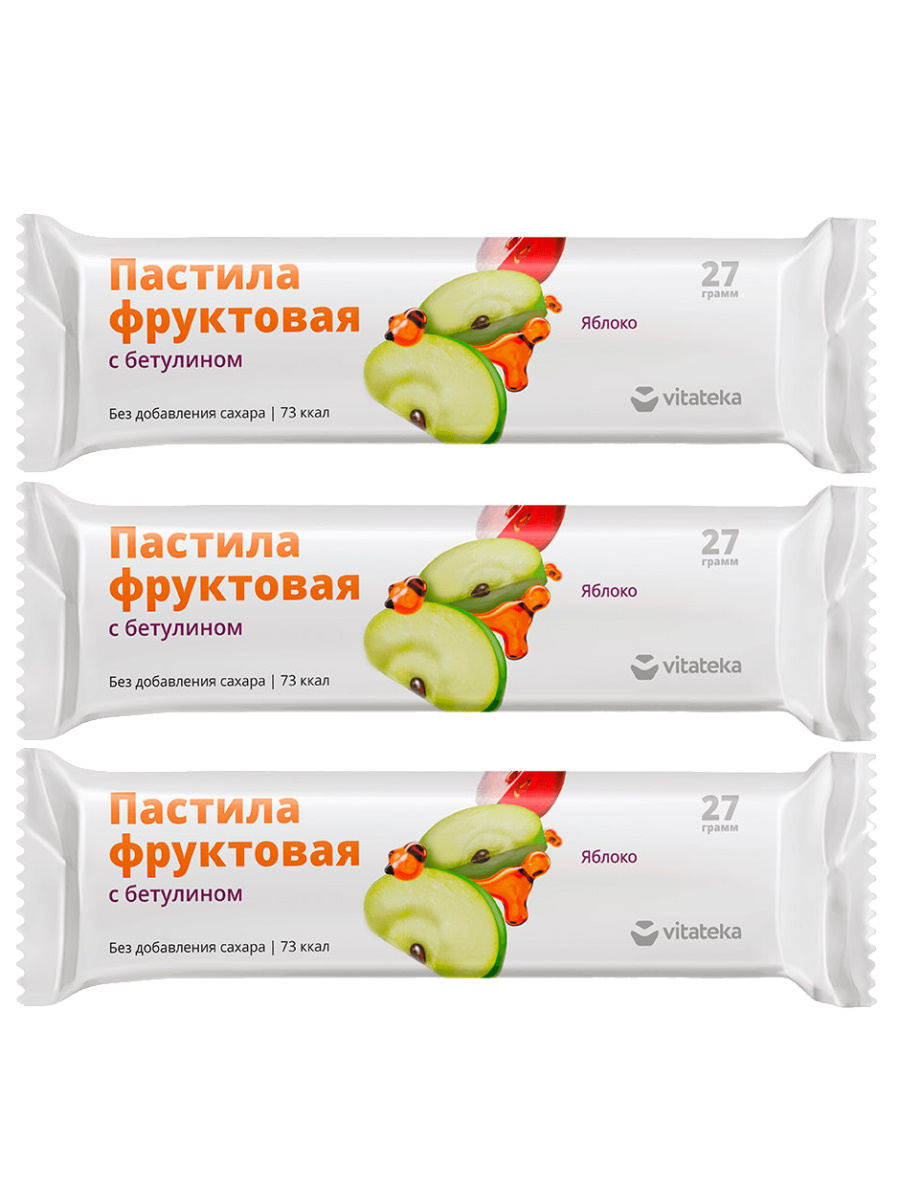 

Комплект Vitateka Пастила фруктовая с бетулином яблоко 27 гр 3 шт, Пастила фруктовая с бетулином