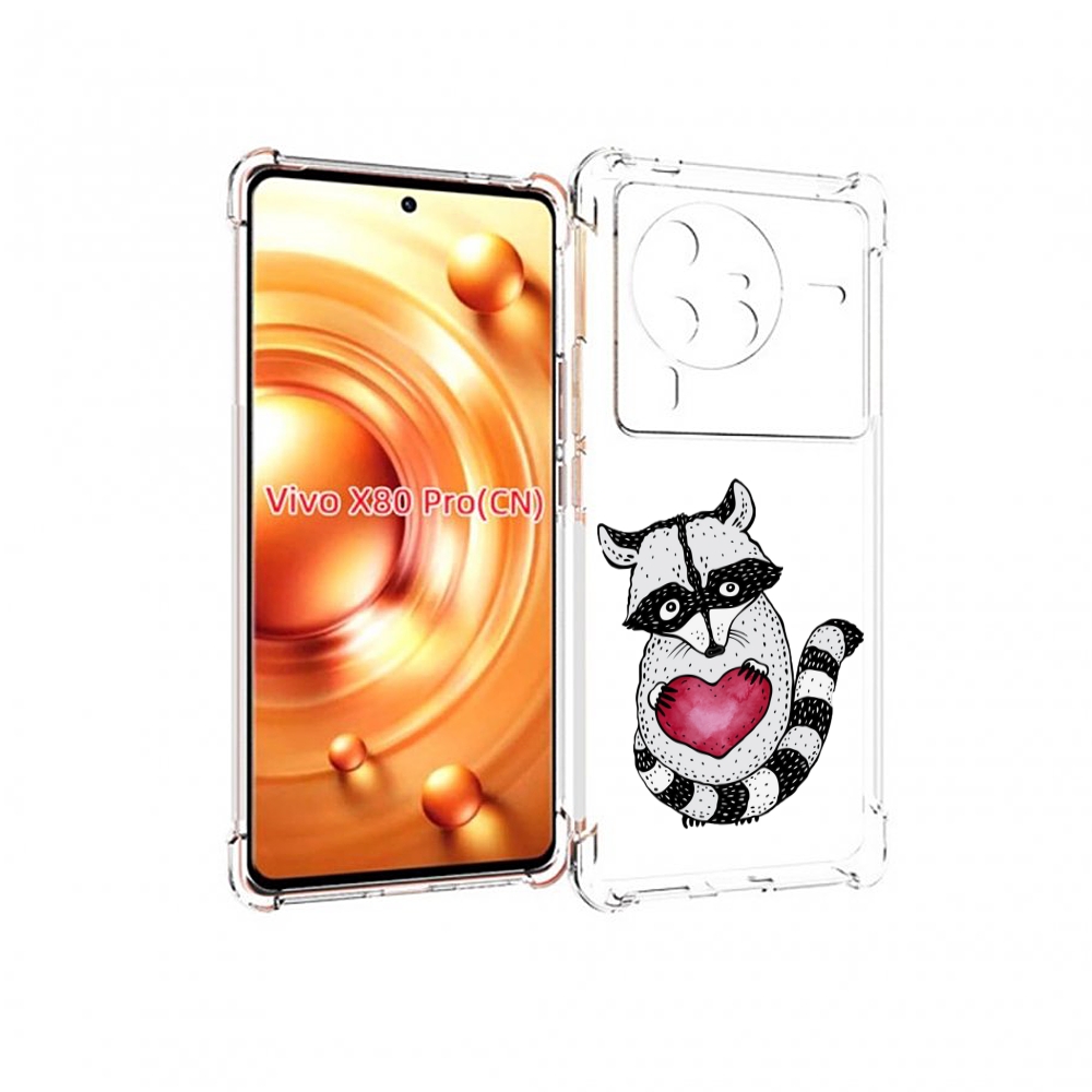 

Чехол MyPads Енот с сердечком для Vivo X80 Pro, Прозрачный, Tocco
