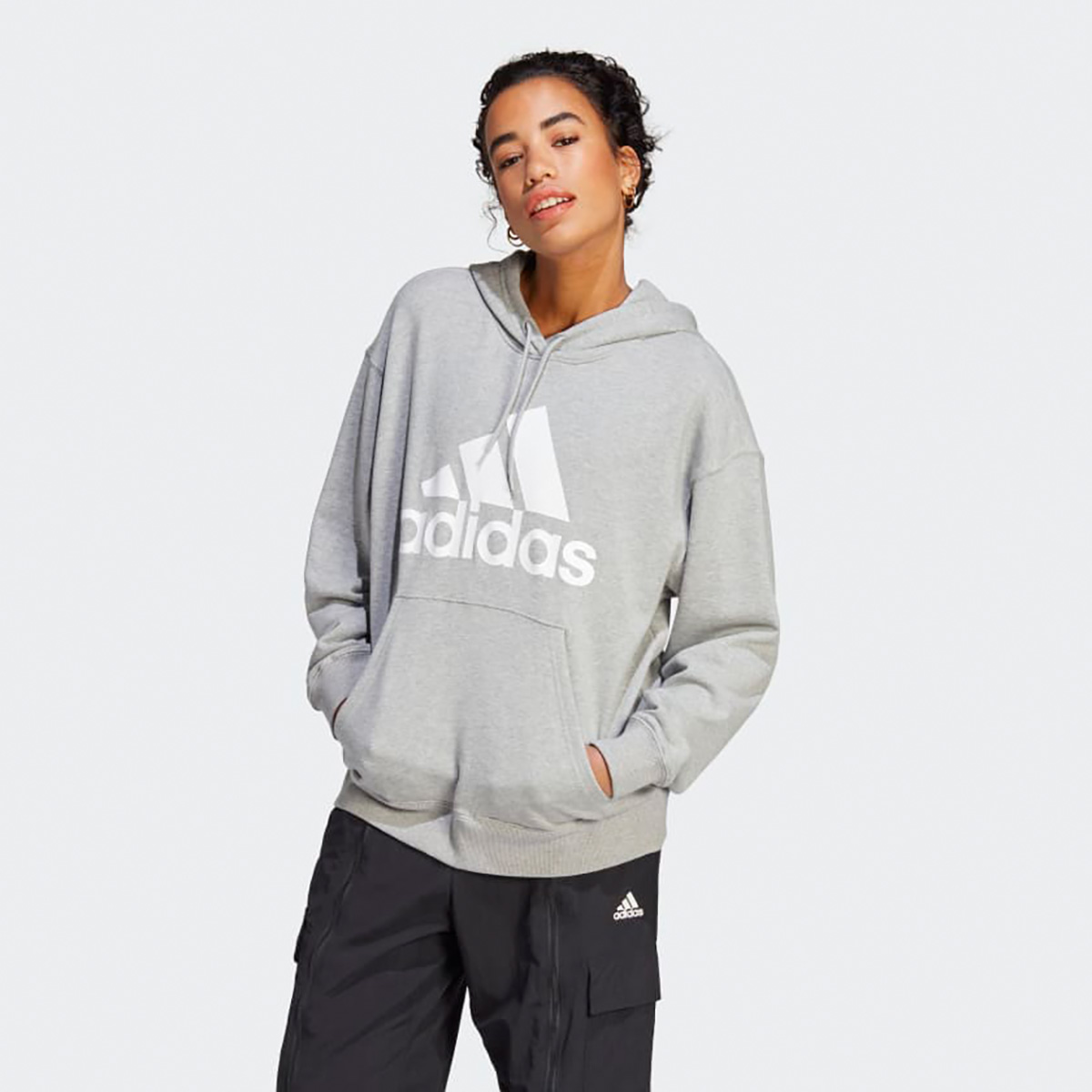 Худи женское Adidas Essentials Big Logo Oversized French Terry Hoodie IC9865 серое XL adidas серый