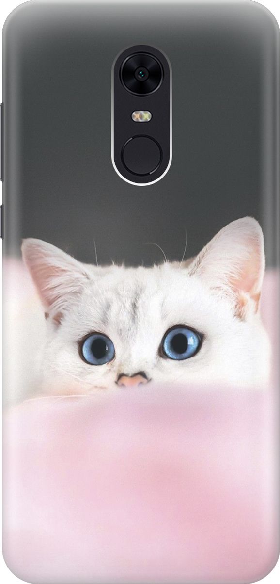 

Чехол на Xiaomi Redmi 5 Plus "Кот на розовом пледе", Белый;розовый, 2366