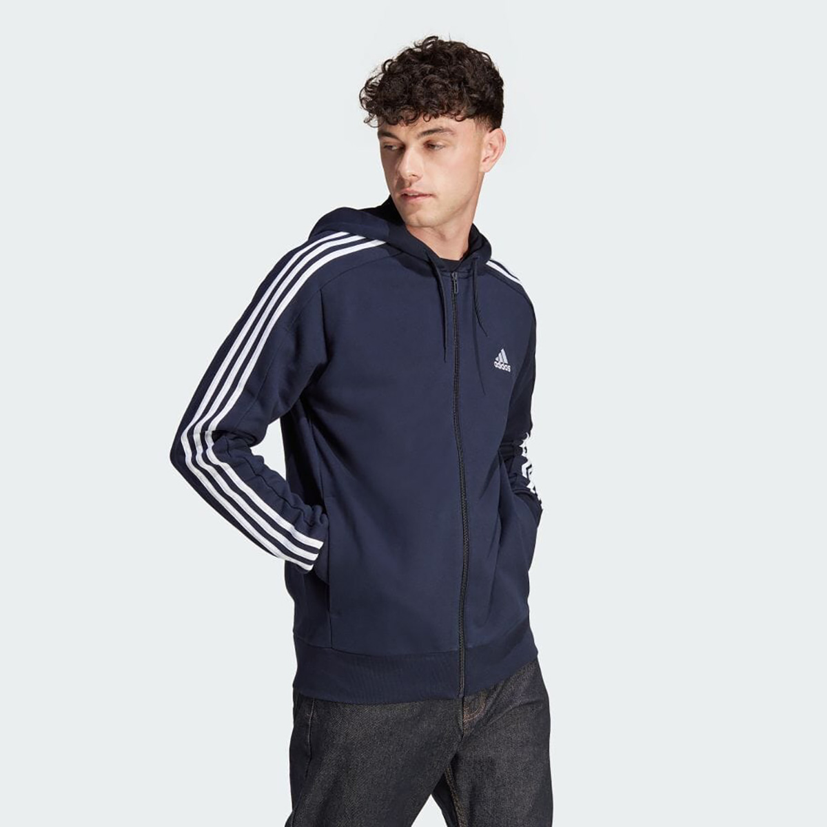 Толстовка мужская Adidas French Terry 3-Stripes IC0434 черная 3XL