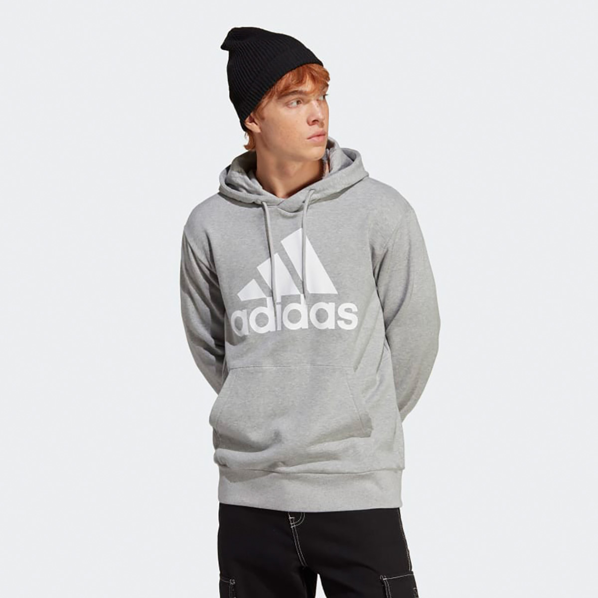 Худи мужское Adidas Essentials Big Logo Hoodie IC9364 серое 3XL