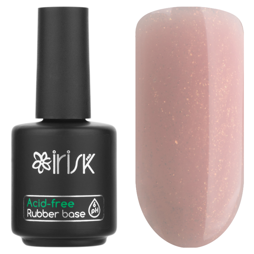 База каучуковая бескислотная IRISK Acid-free Rubber Base 12 Soft Shimmer Beige, 18мл лак база e mi lac base gel бежево розовый 05 15 мл