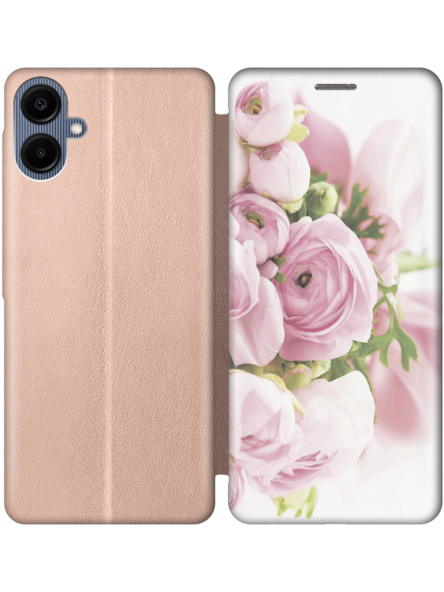 

Чехол-книжка на Samsung Galaxy A06 с принтом "Розовые розы" золотой, Золотистый;белый;розовый;серый, 786717521