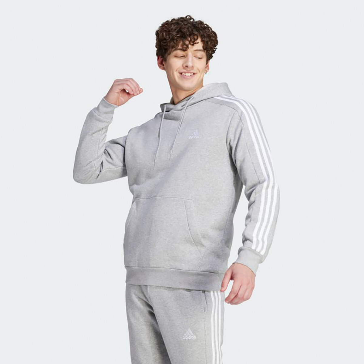 Худи мужское Adidas Herren Essentials 3-Streifen Hoodie IJ6474 серое 2XL