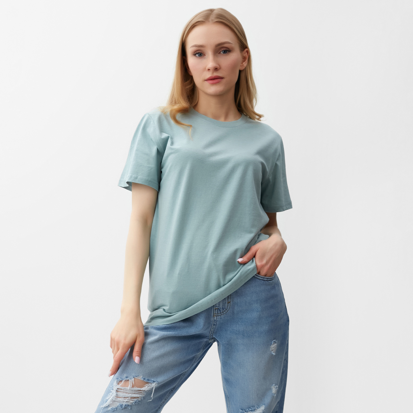 

Футболка женская NoBrand ATA collection голубая 52 RU, Голубой, ATA collection
