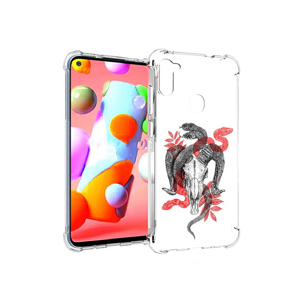 

Чехол MyPads Tocco для Samsung Galaxy A11 змея в черепе рисунок (PT149913.480.365), Прозрачный, Tocco