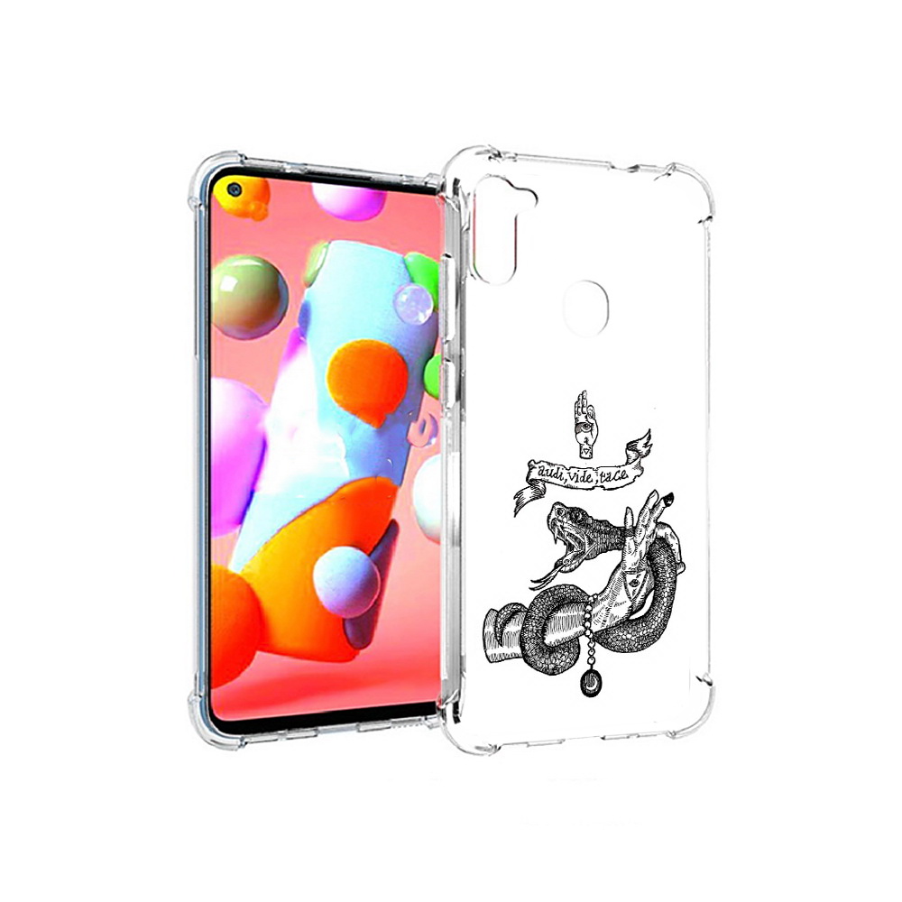 

Чехол MyPads Tocco для Samsung Galaxy A11 змея на руке рисунок (PT149913.480.366), Прозрачный, Tocco