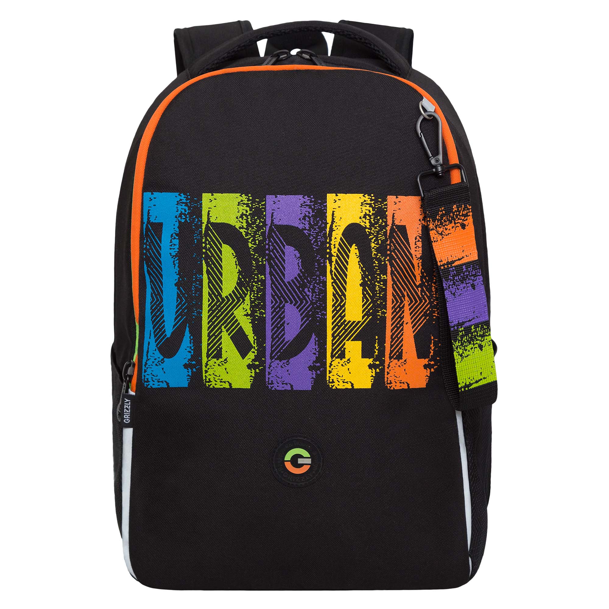 Рюкзак школьный GRIZZLY легкий с жесткой спинкой, 2 отделения, черный, RB-451-3/1 рюкзак школьный 42 см дино два отделения