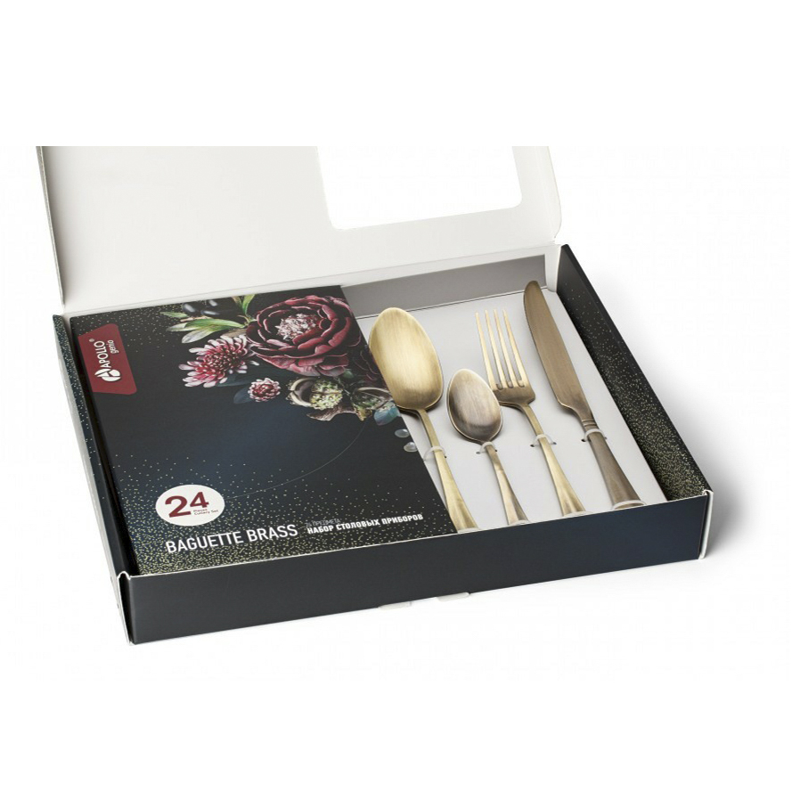 

Набор столовых приборов Apollo Baguette Brass 24 предмета