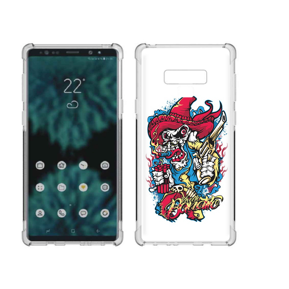 

Чехол MyPads Tocco для Samsung Galaxy Note 9 нарисованный скелет с писталетом, Прозрачный, Tocco