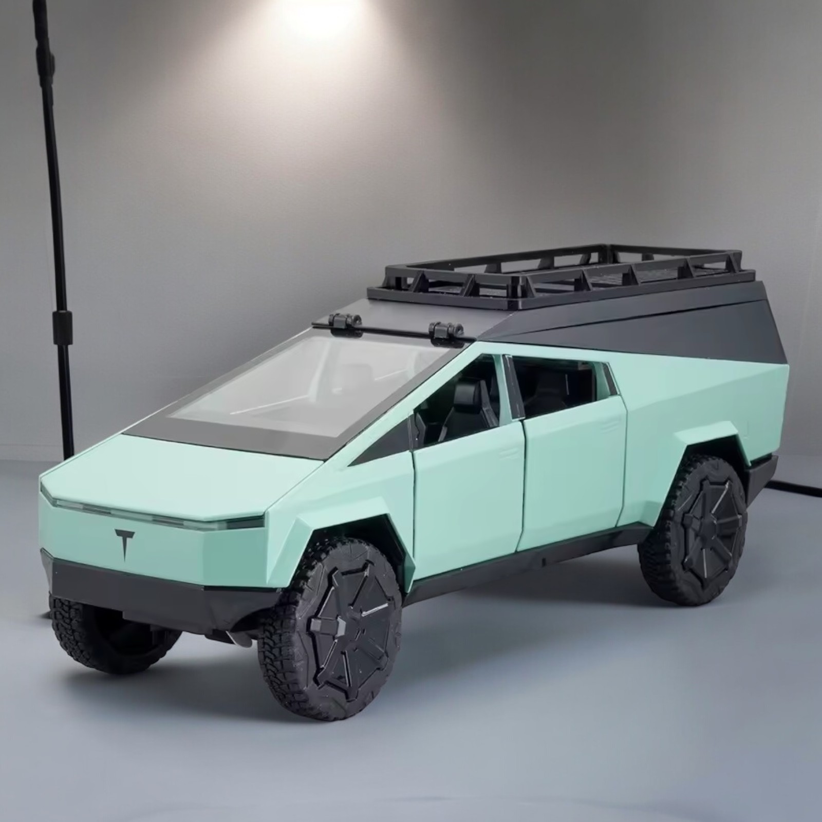 

Машинка металлическая модель Che Zhi Tesla Cybertrack RV Camping с мотоциклом CZ170A, Бирюзовый