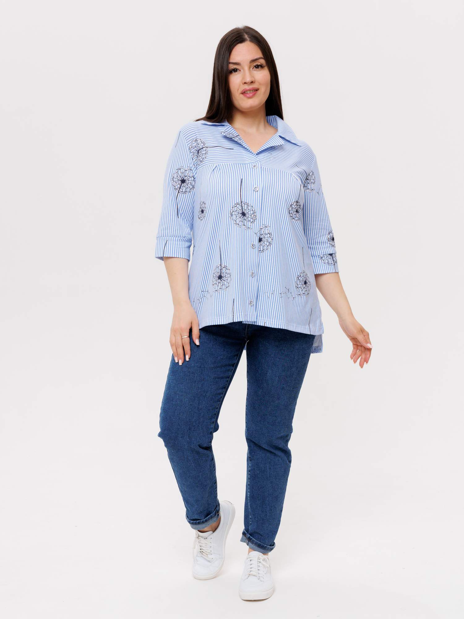 Блуза женская Elenatex Бж-73 голубая 54 RU