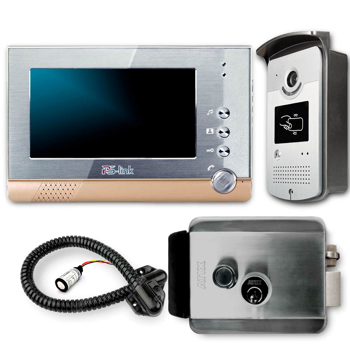 Комплект видеодомофона с электромеханическим замком и RFID модулем Ps-Link KIT-VD07R-ID-SS