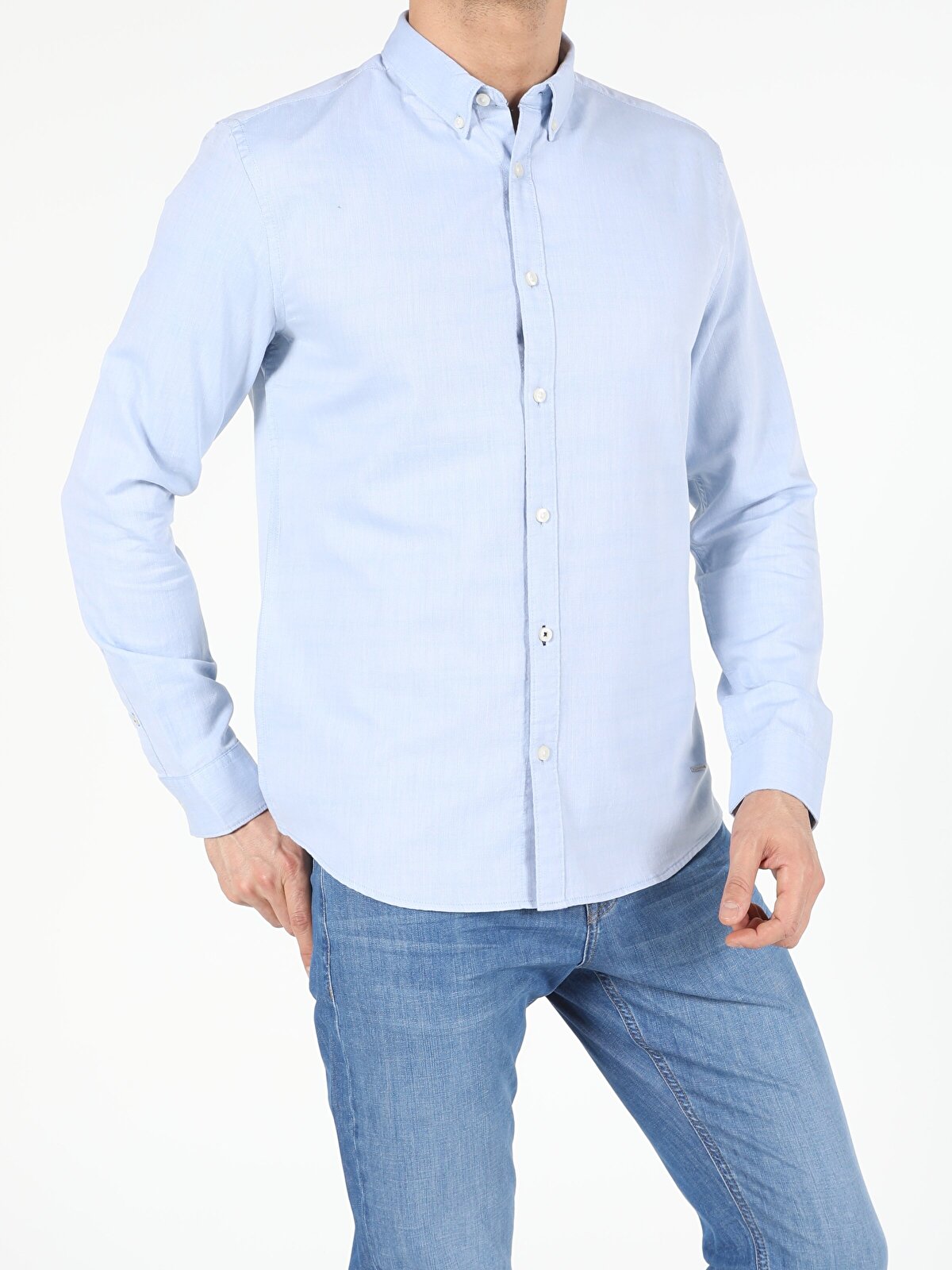 Рубашка мужская Colins CL1052520_Q1.V1BL голубая L