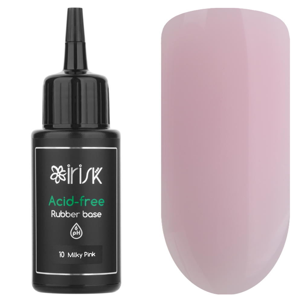 База каучуковая бескислотная IRISK Acid-free Rubber Base 10 Milky Pink, 50мл yz база с молочно кальциевой сывороткой