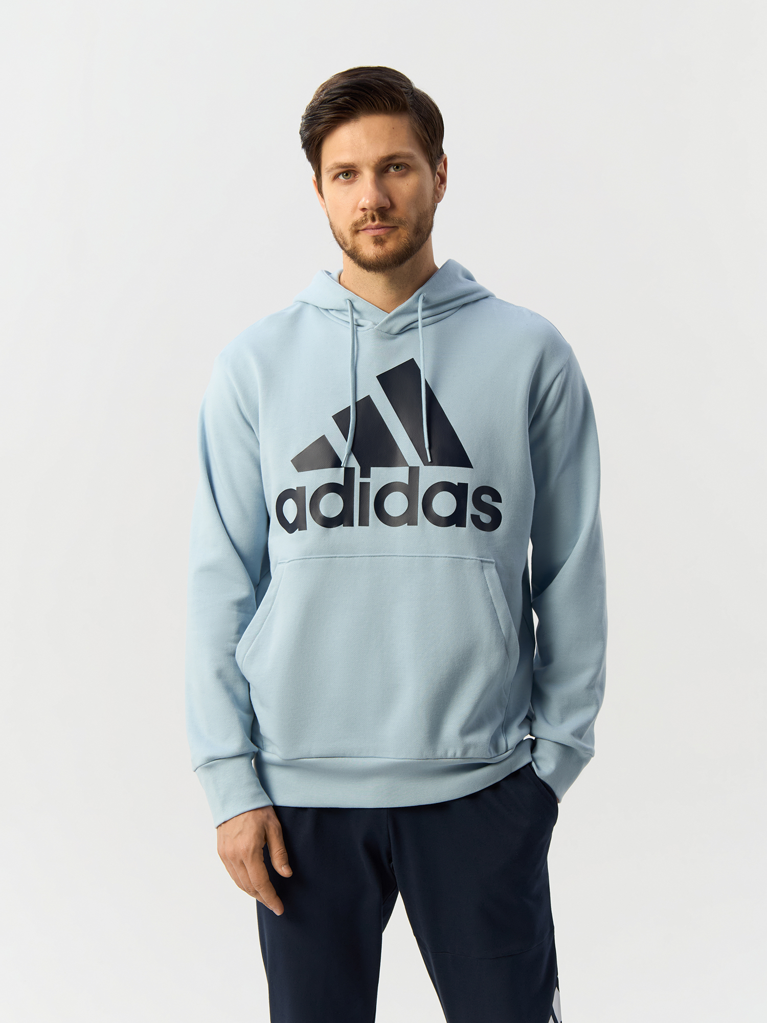 Худи мужское Adidas Essentials Big Logo Hoodie IS1352 голубое 2XL 8890₽