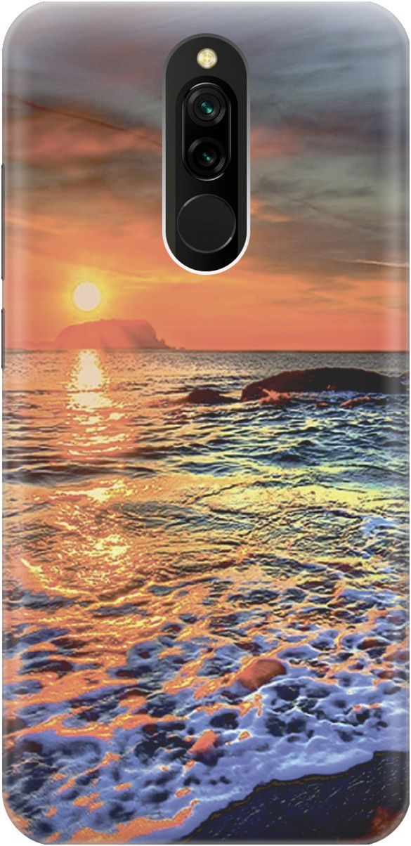 

Силиконовый чехол на Xiaomi Redmi 8 "Закат на море", Белый;оранжевый, 2371