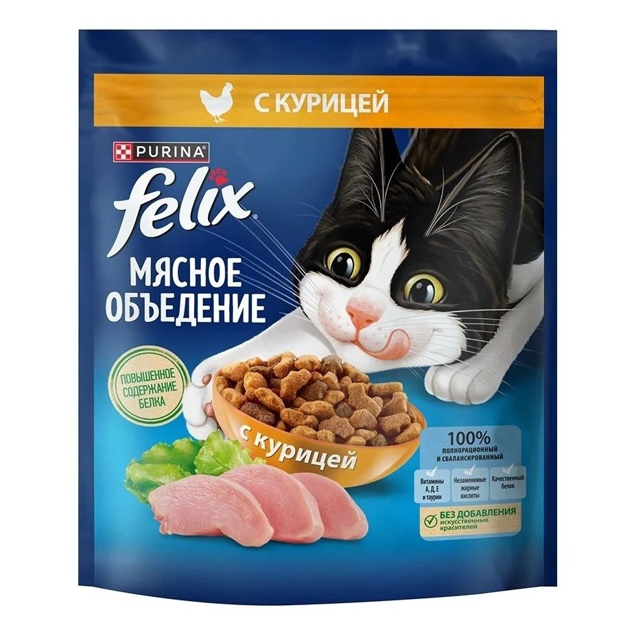 Сухой корм Felix Мясное объедение с курицей 424 г