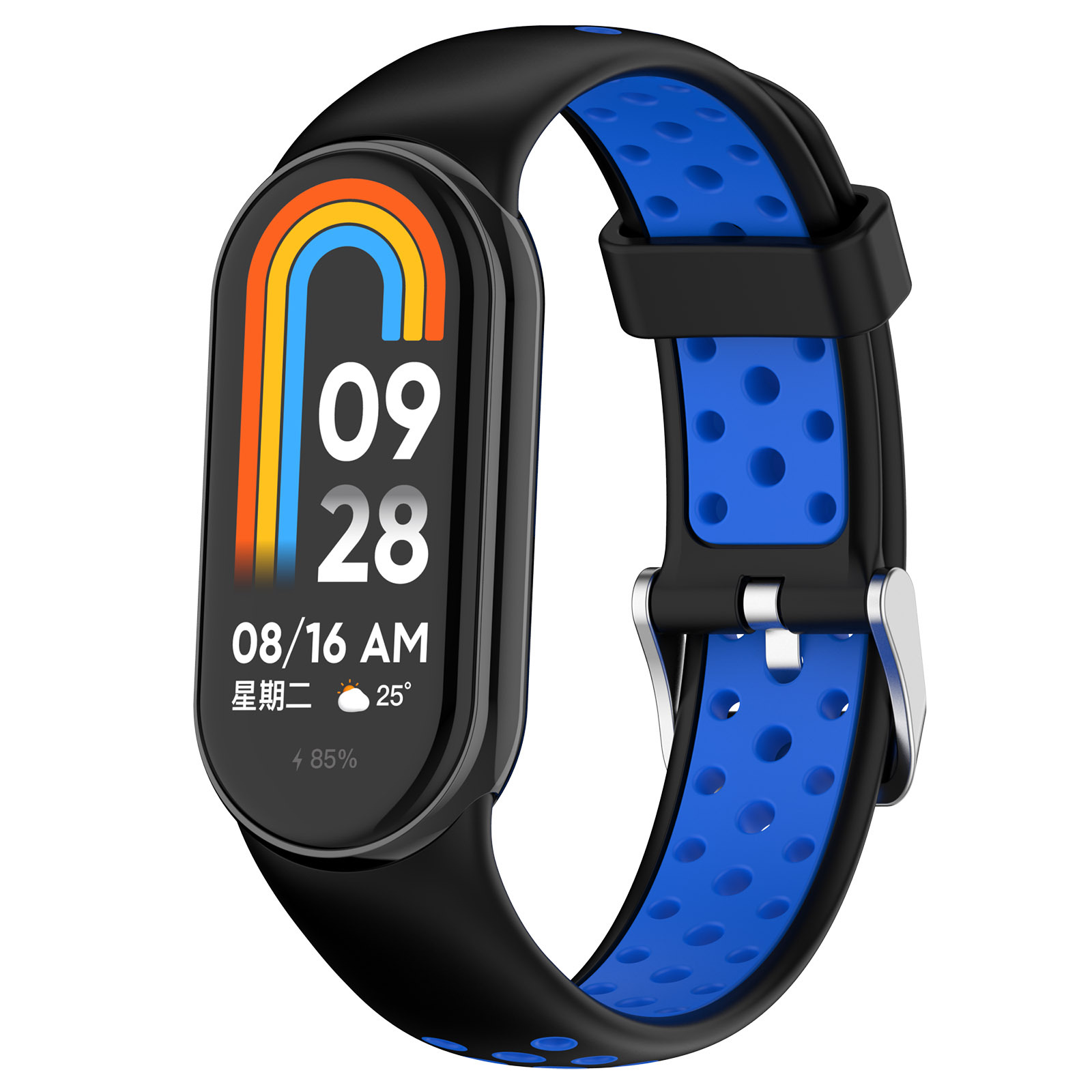 Силиконовый ремешок для Mi Band 8, черно-синий