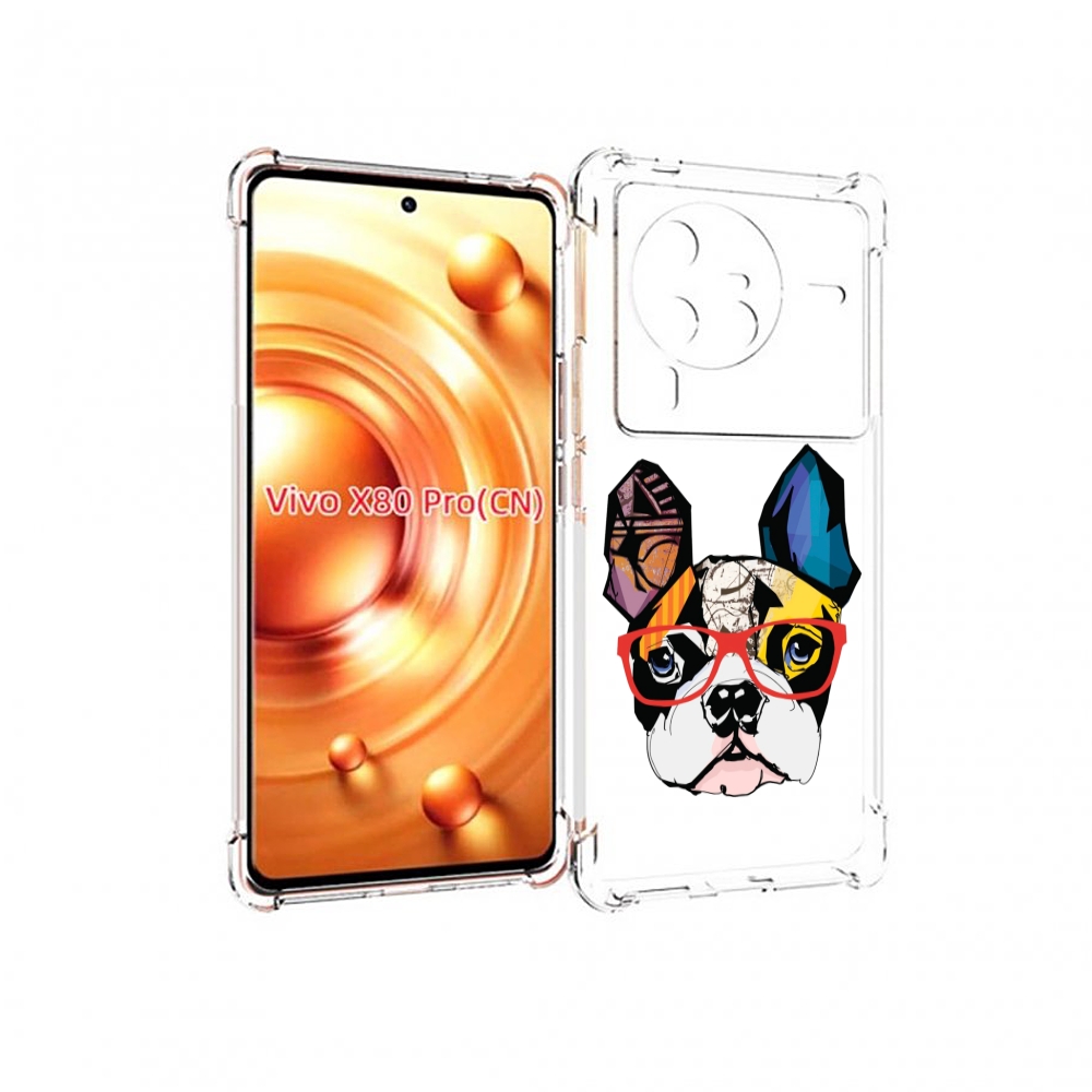 

Чехол MyPads Мопс-в-очках для Vivo X80 Pro, Прозрачный, Tocco