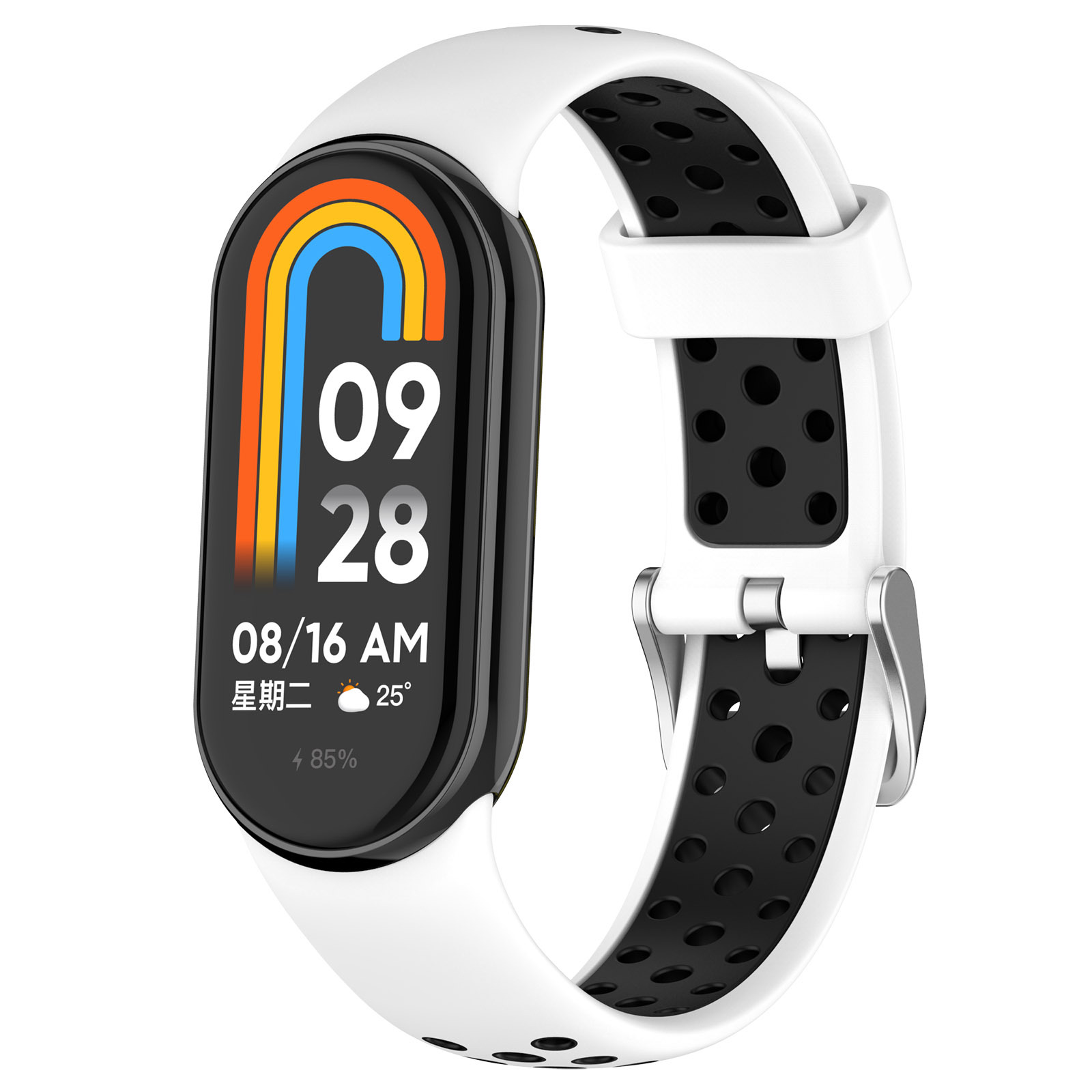 Силиконовый ремешок для Mi Band 8, черно-белый