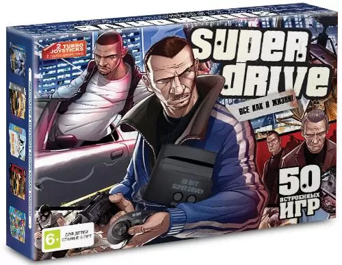 фото Игровая приставка 16 bit super drive gta + 55 встроенных игр + 2 геймпада nobrand