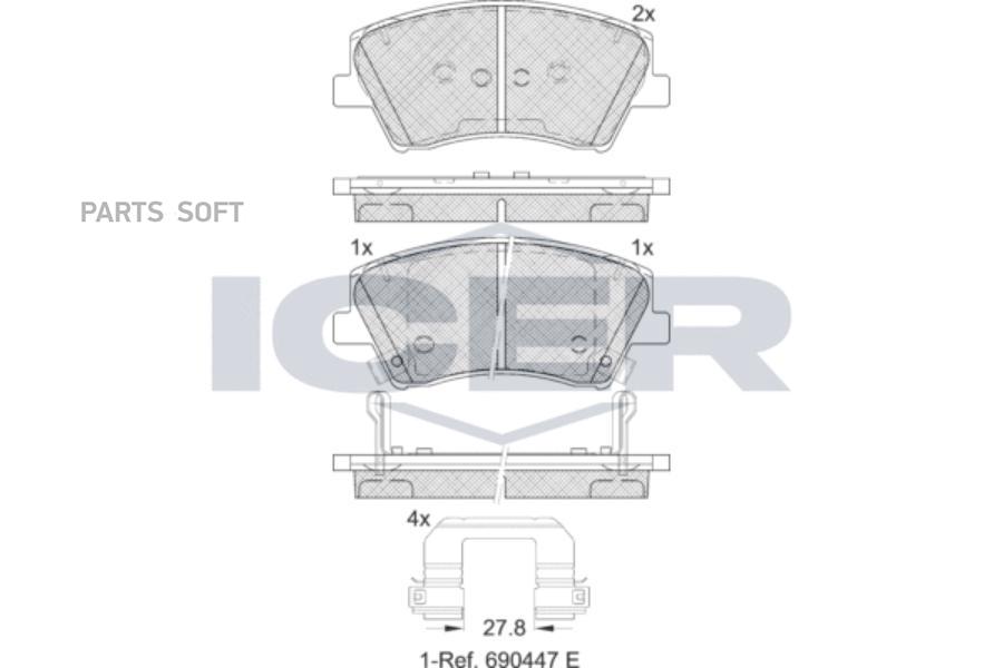 

Колодки Торм.Диск. Hyundai Elantra Sedan (02/16-) ICER 182314