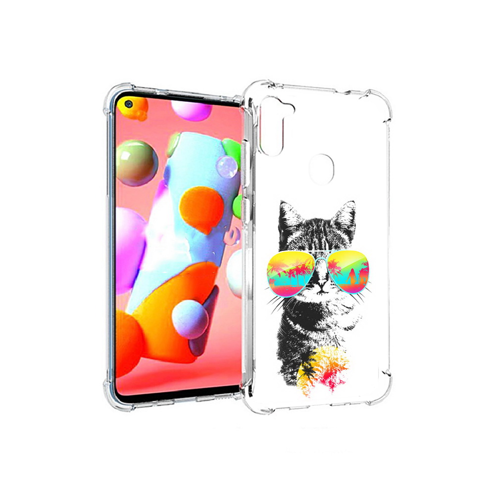 

Чехол MyPads Tocco для Samsung Galaxy A11 крутой кот (PT149913.480.425), Прозрачный, Tocco
