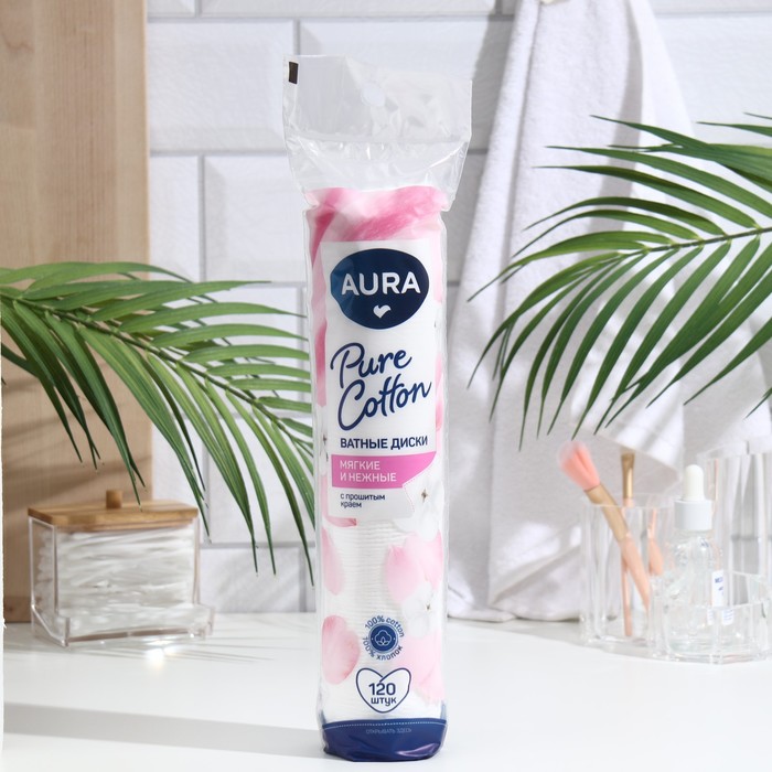 

Ватные диски Aura, прошитые, 120 шт