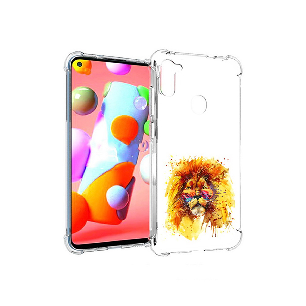 

Чехол MyPads Tocco для Samsung Galaxy A11 лев в очках (PT149913.480.436), Прозрачный, Tocco
