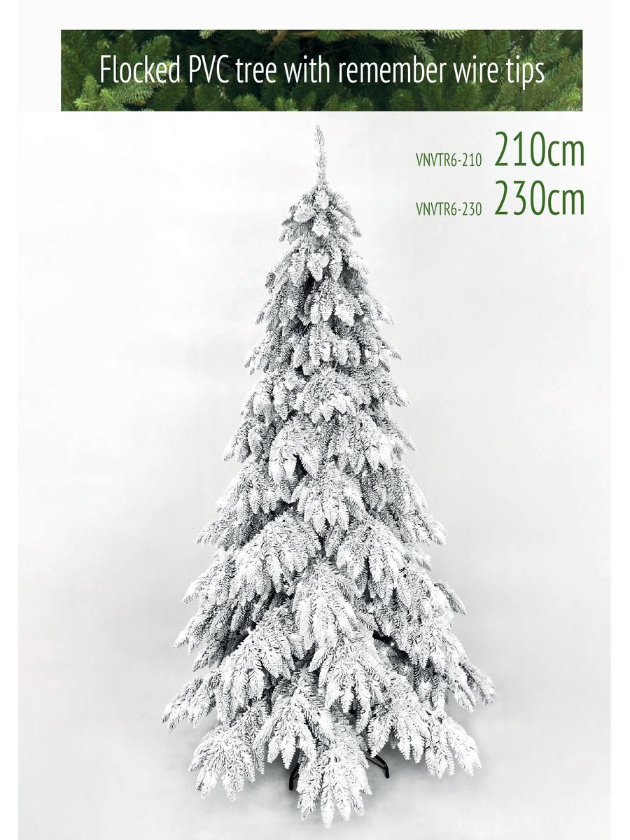 Ель искусственная литая Волшебство на ветках VNVTR6-210 210 см зеленая заснеженная