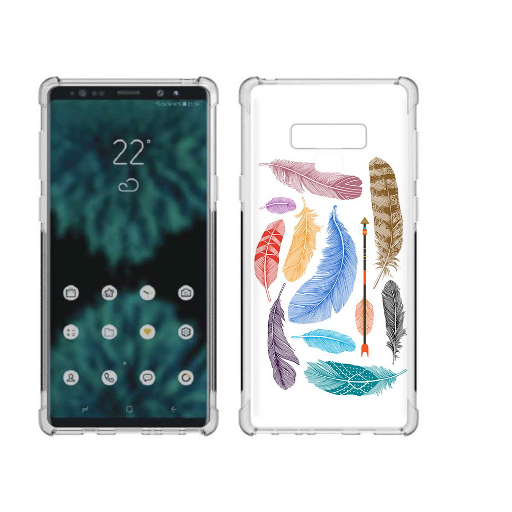 

Чехол MyPads Tocco для Samsung Galaxy Note 9 разноцветные перья (PT115235.598.572), Прозрачный, Tocco