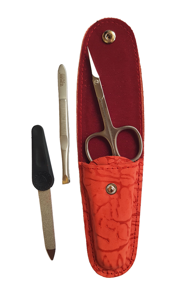 Маникюрный набор Zinger MS-Z3 D-SF, 3 предмета, морковно-красный парик искусственный имитация кожи 60 см 270 гр рыжий sht30