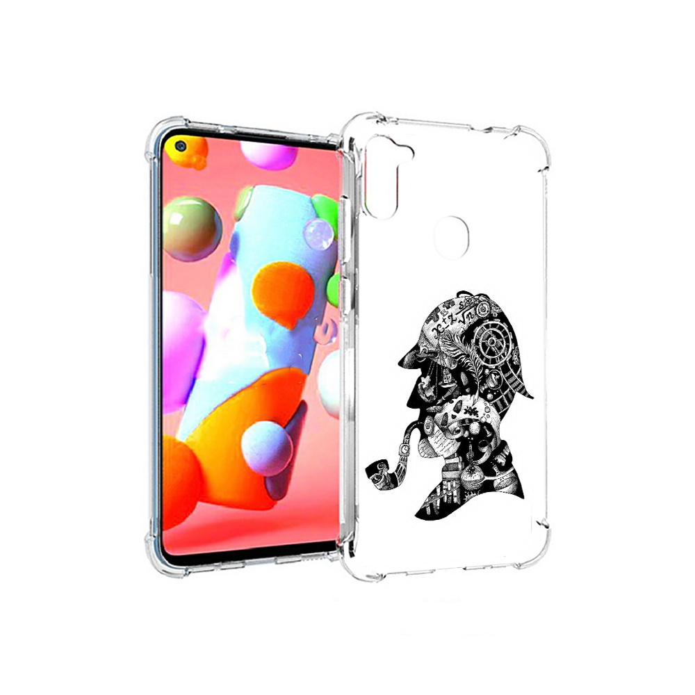 

Чехол MyPads Tocco для Samsung Galaxy A11 мужчина с трубкой абстракция (PT149913.480.488), Прозрачный, Tocco