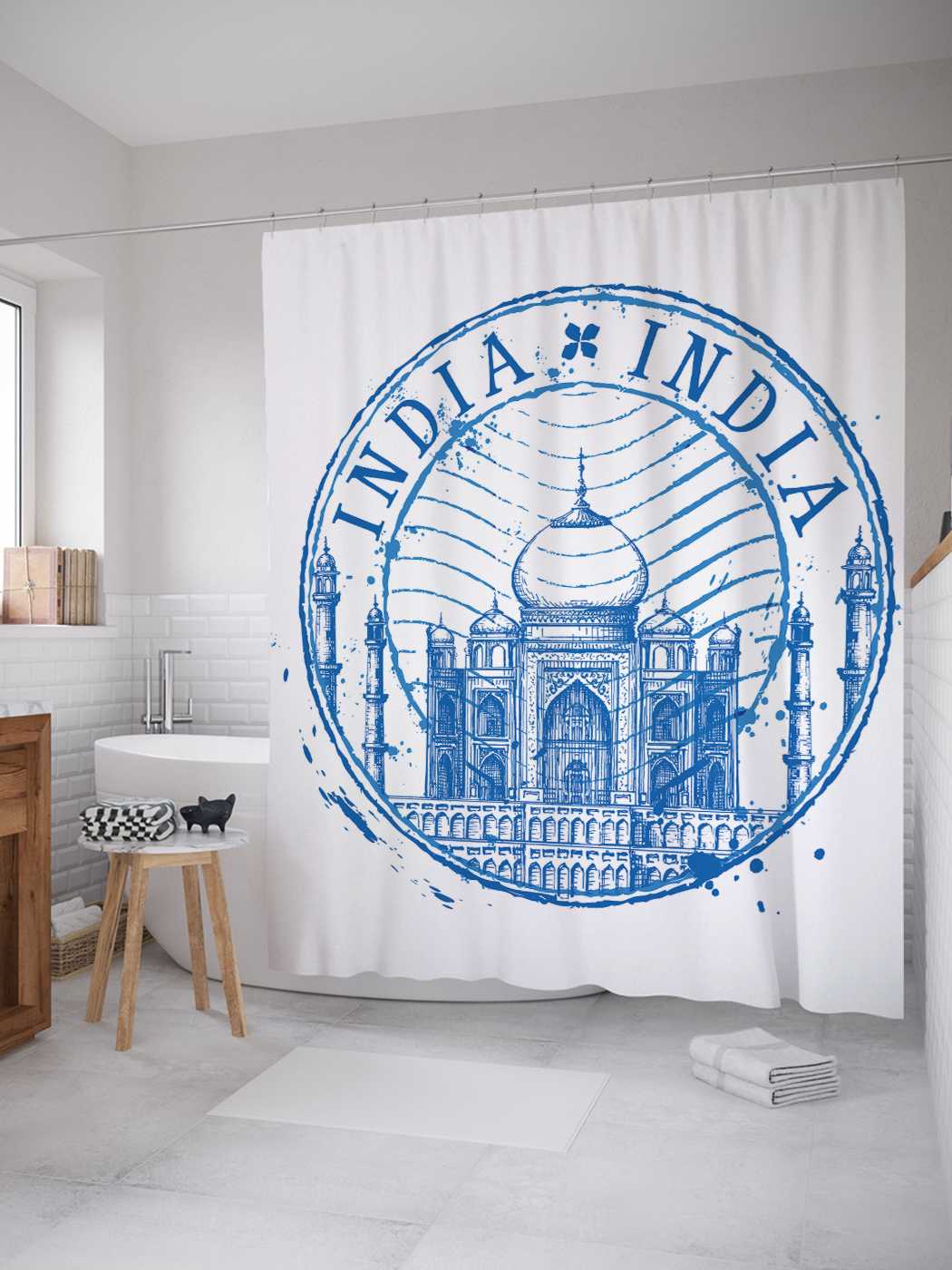 

Штора для ванной тканевая JoyArty "Индия в печати", 180х200, sc_29439, Серый