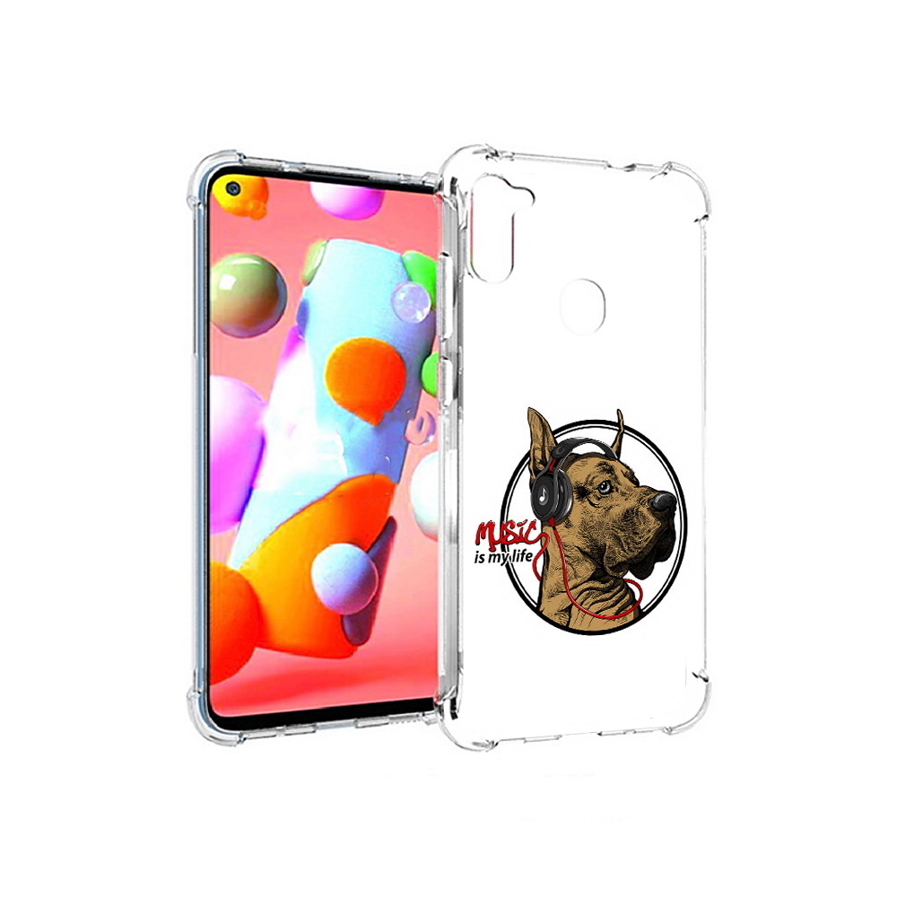 

Чехол MyPads Tocco для Samsung Galaxy A11 музыкальная собака (PT149913.480.490), Прозрачный, Tocco