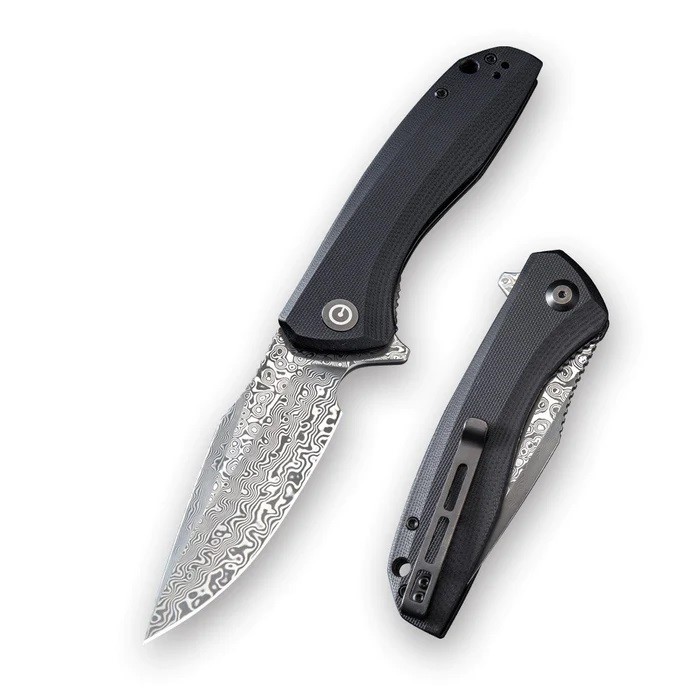 

Нож Civivi Baklash Flipper Knife G10 Handle (3.5" Damascus Blade) black, Черный
