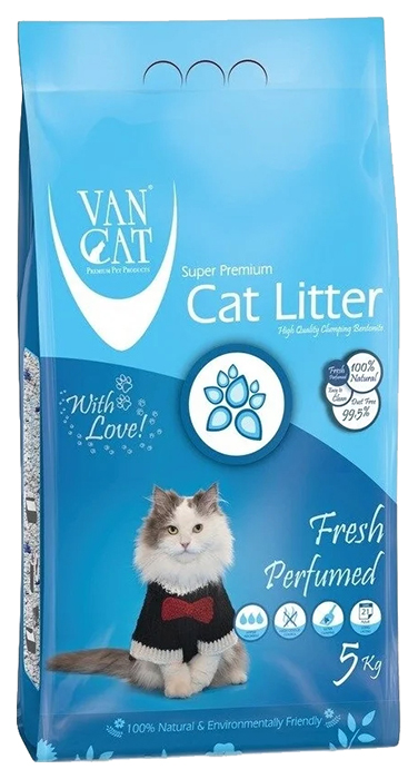 фото Наполнитель комкующийся van cat fresh с ароматом весенней свежести, 5 кг