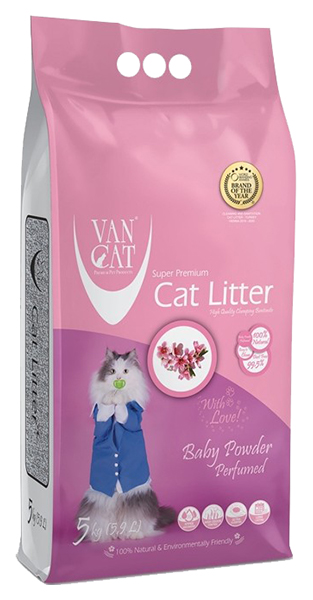 фото Наполнитель комкующийся van cat baby powder с ароматом детской присыпки, 5 кг