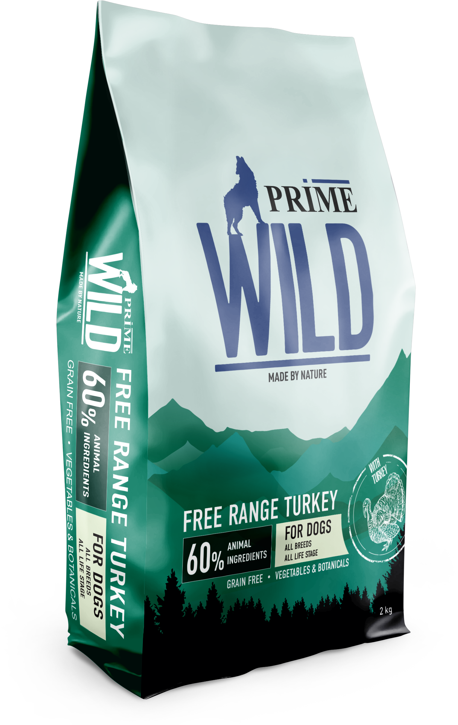 Сухой корм для собак PRIME WILD FREE RANGE всех пород, индейка, 2 кг