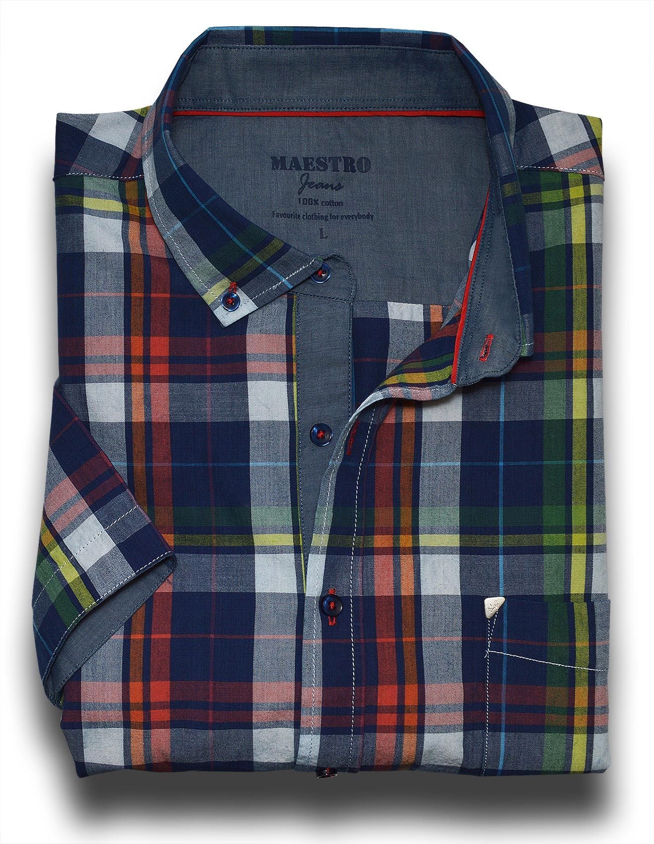 

Рубашка мужская Maestro Indigo 13-32-K разноцветная S, Разноцветный, Indigo 13-32-K
