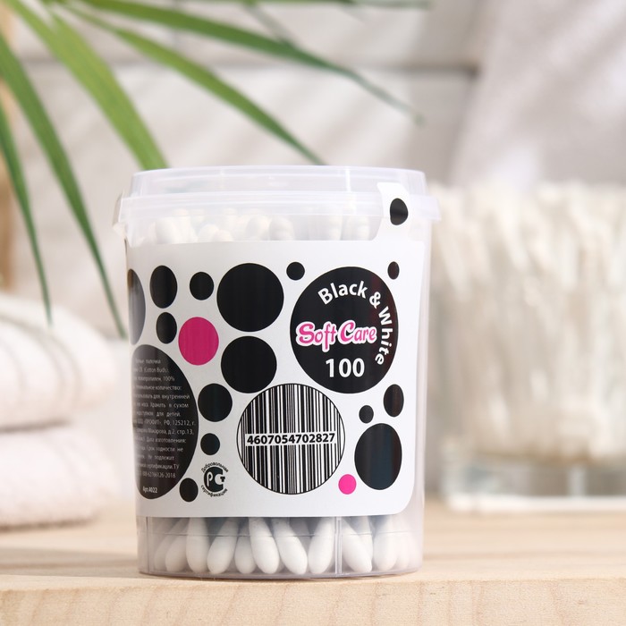 

Ватные палочки Soft Care Black&White, банка, 100 шт.