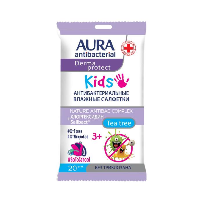 

Влажные салфетки AURA, детские 3+, 20 шт.
